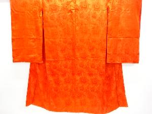 アンティーク　綸子孔雀羽根模様織出し長襦袢